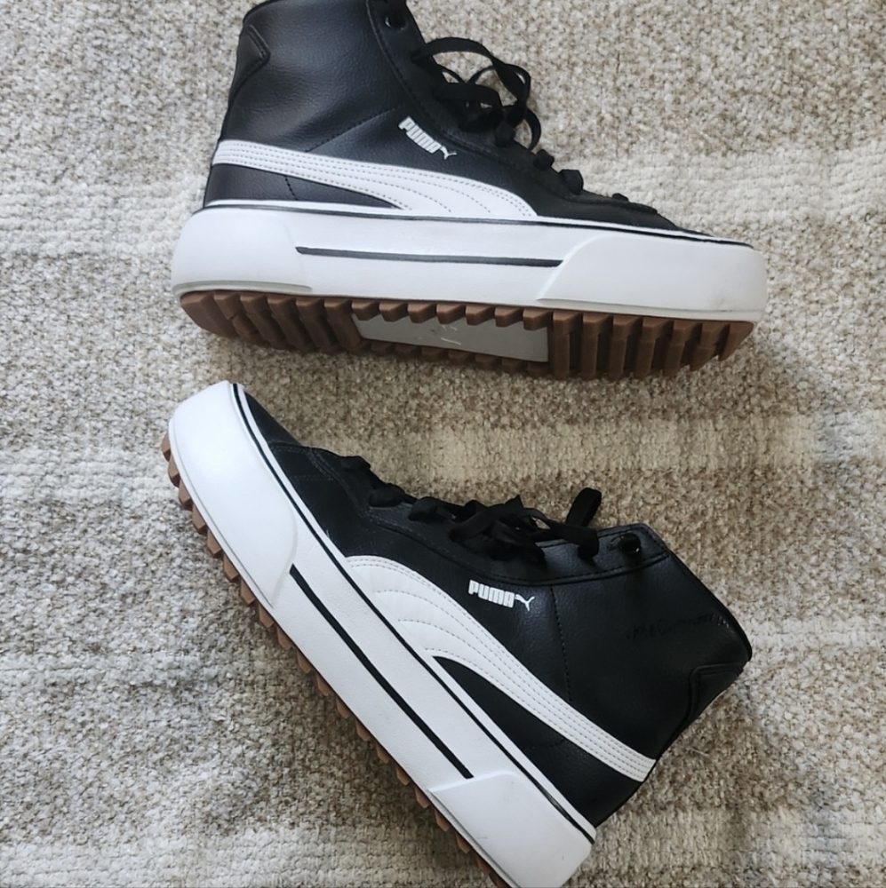 Puma Black and White High-Top Sneakers